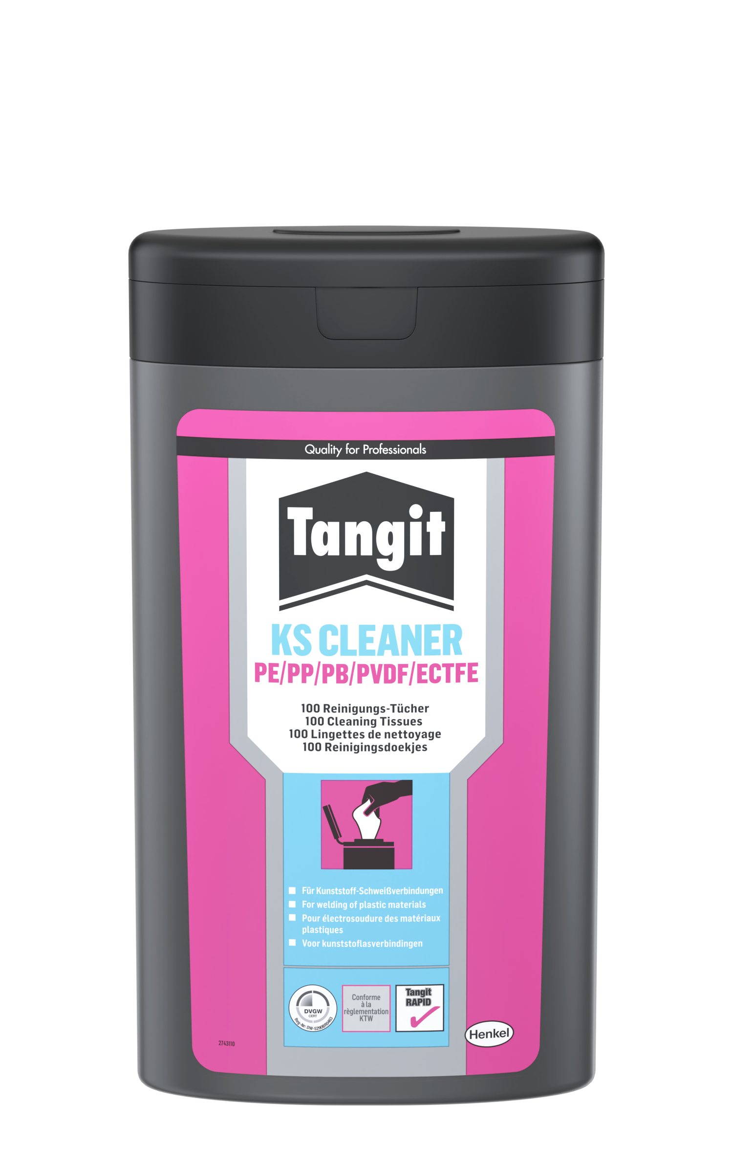 Tangit KS-Reinigungstücher Inhalt 1 Dose mit 100 Tüchern PP.PE.PVDF.PB